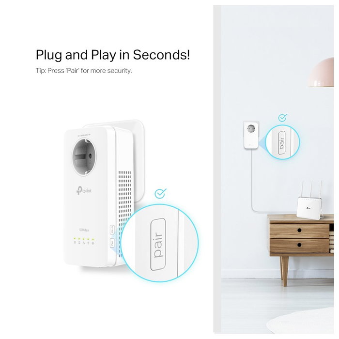 TP-Link TL-WPA8631P KIT Adaptador Powerline AV1300 Wi-Fi AC1200 Blanco TP-Link TL-WPA8631P KIT Adaptador Powerline AV1300 Wi-Fi AC1200 Blanco